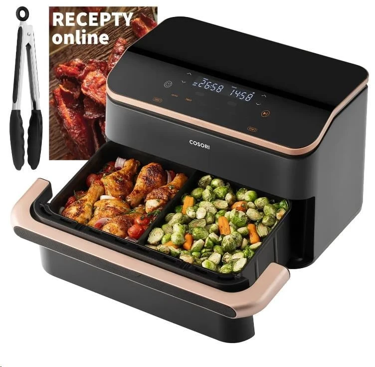 Karšto oro gruzdintuvė Cosori Dual Blaze TwinFry CAF-TF101S, 10 l, juoda (CAF-TF101S-AEUR)