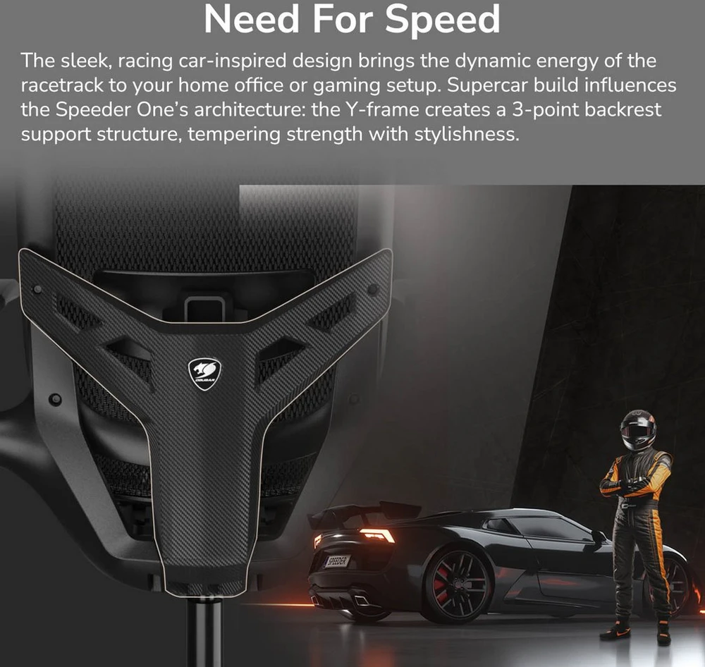 COUGAR Speeder One žaidimų kėdė, Juodas