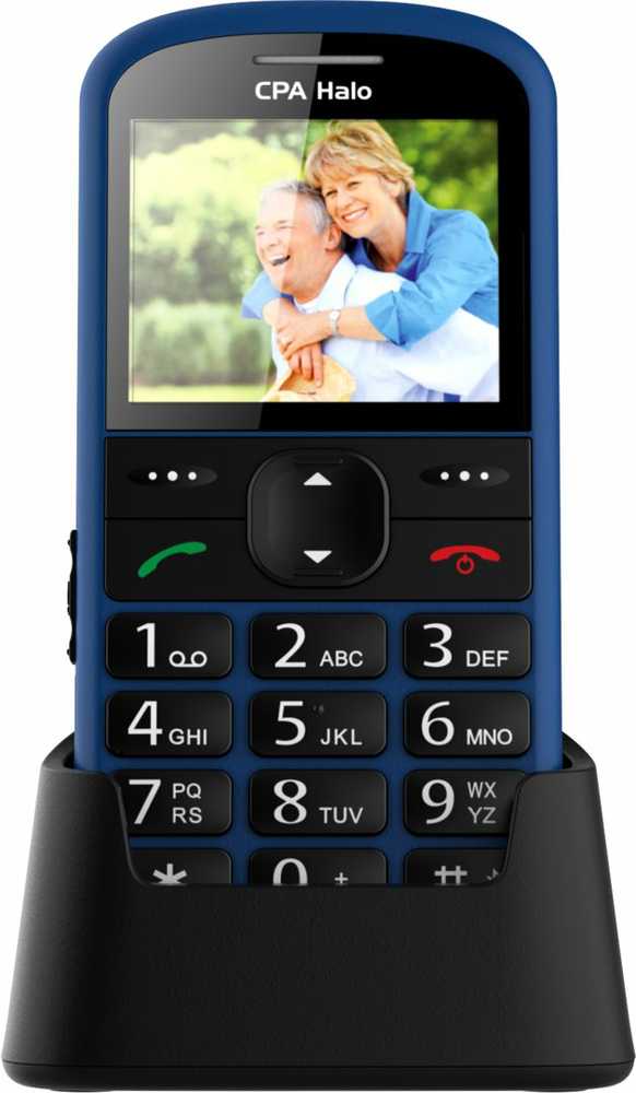 CPA Halo 21 Senior mėlynas telefonas su įkrovimo stovu