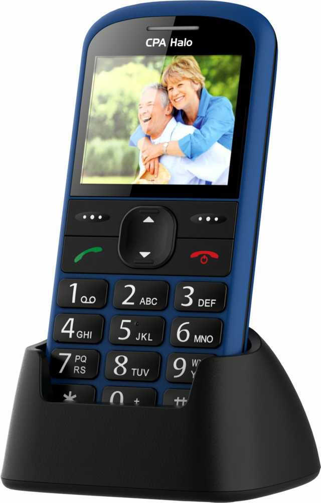CPA Halo 21 Senior mėlynas telefonas su įkrovimo stovu