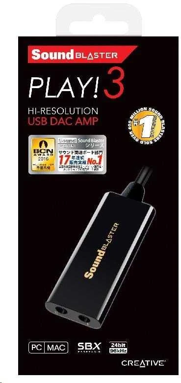 Garso plokštė DAC 24-bit/96kHz Creative Sound Blaster Play! 3 