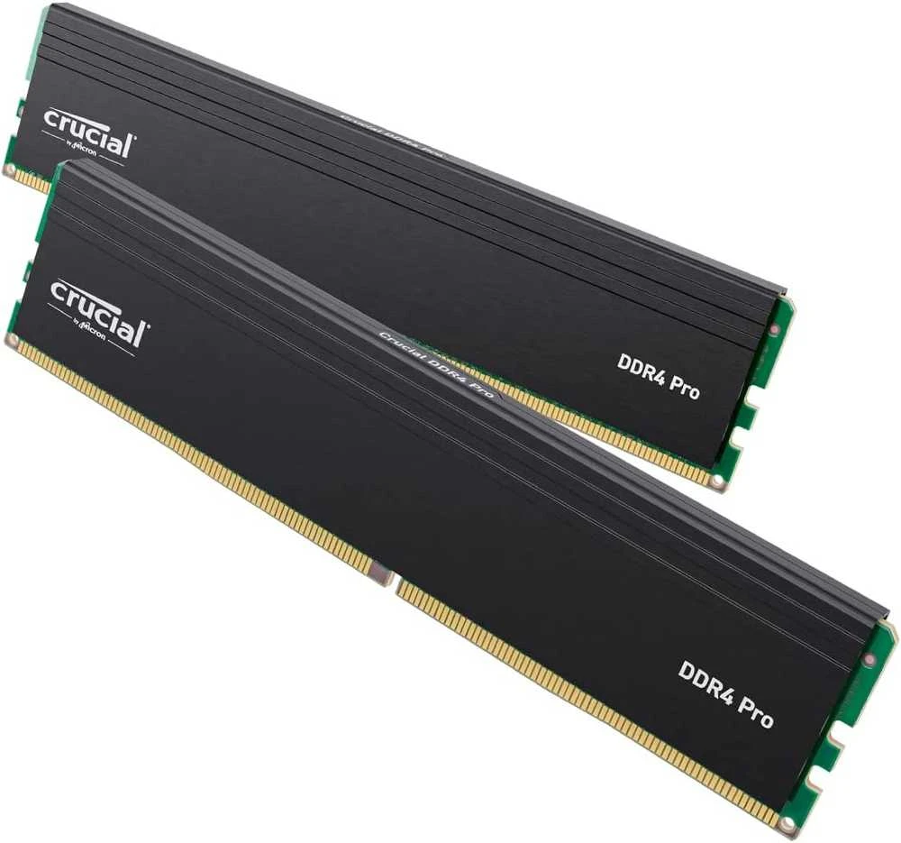 RAM „Crucial Pro“ 64 GB rinkinys (2 x 32 GB) DDR4-3200 UDIMM CL22 (16 Gbit), EAN: 649528937797