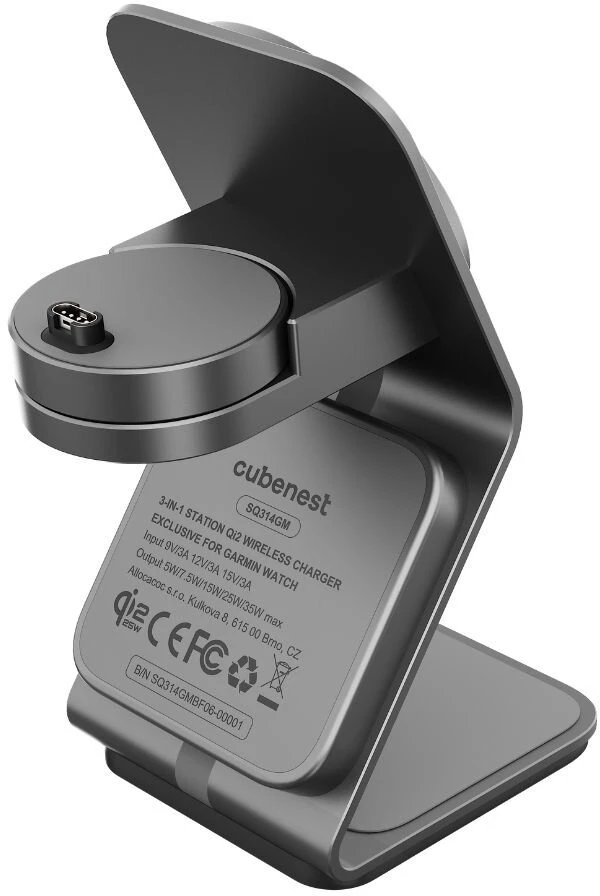 Cubenest 3-in-1 Qi 2.2 Wireless Magnetic Charger SQ314 for Garmin Watches