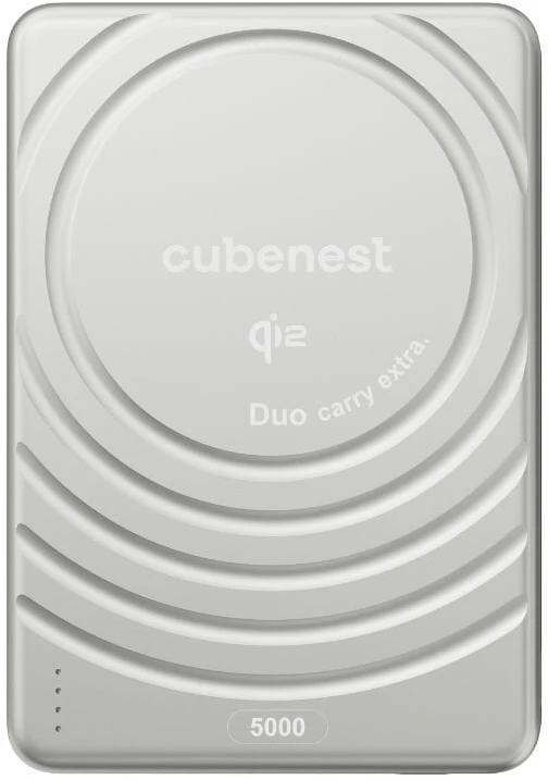 „Cubenest Qi2“ magnetinė belaidė išorinė baterija „SlimDual 5000 mAh SQ1B3D“ – sidabrinė