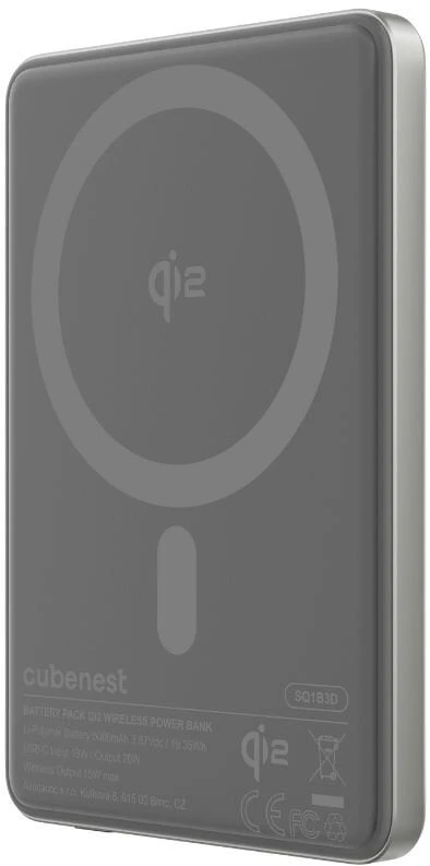 „Cubenest Qi2“ magnetinė belaidė išorinė baterija „SlimDual 5000 mAh SQ1B3D“ – sidabrinė