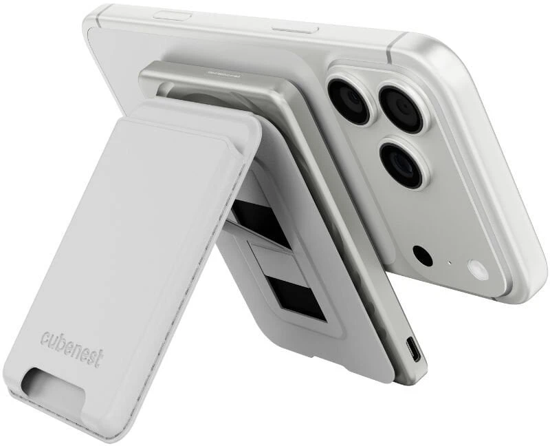 „Cubenest Qi2“ magnetinė belaidė išorinė baterija „SlimDual 5000 mAh SQ1B3D“ – sidabrinė