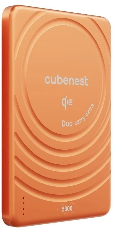 „Cubenest Qi2“ magnetinė belaidė išorinė baterija „SlimDual 5000 mAh SQ1B3D“ – oranžinė