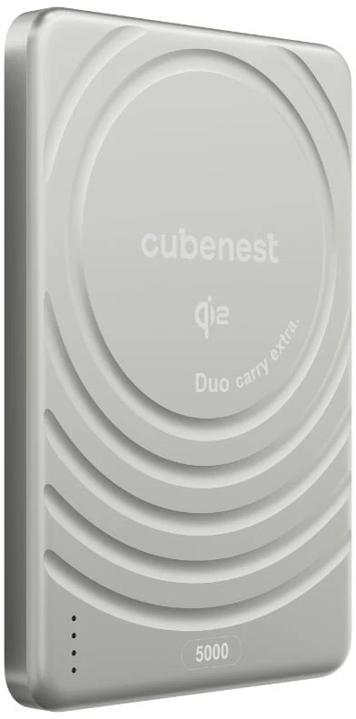 „Cubenest Qi2“ magnetinė belaidė išorinė baterija „SlimDual 5000 mAh SQ1B3D“ – sidabrinė