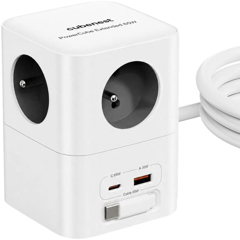 Cubenest PowerCube 4xAC PD 65W 3 m pilka