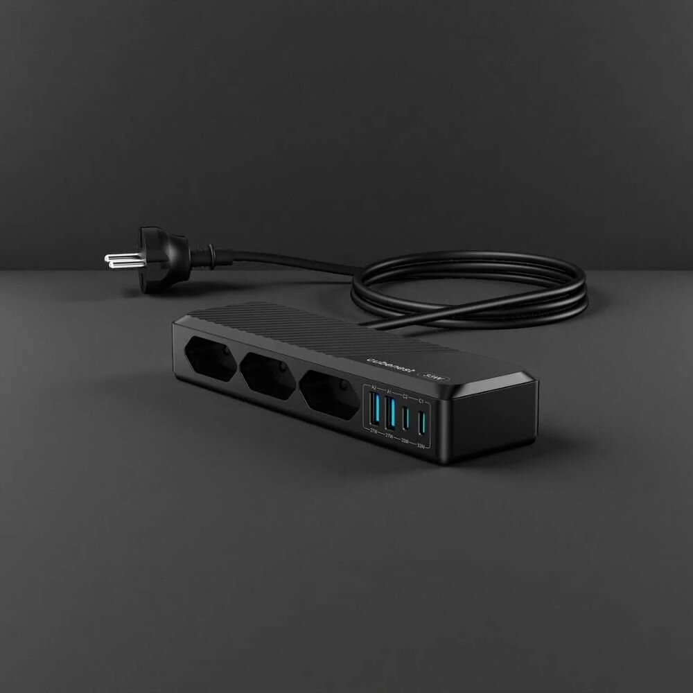 „Cubenest PowerStrip SlimLine“ 2xUSB-A + 2xUSB-C 33W juodas