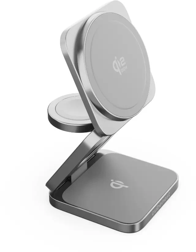 „Cubenest 3in1 Qi2.2“ sulankstomas belaidis magnetinis įkroviklis SQ312, itin pilkas
