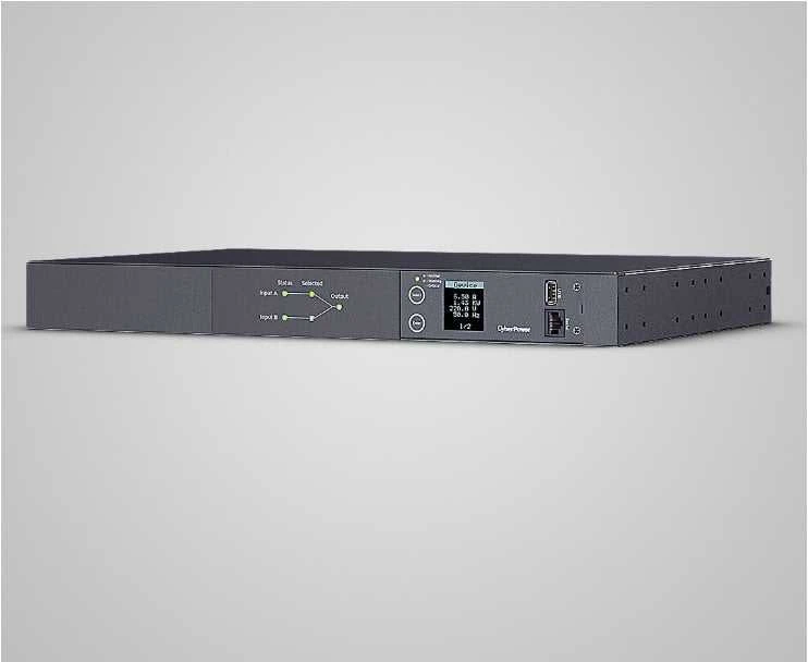 CYBERPOWER PDU24005 Matuojamas ATS PDU 230V/20A 1U 8x IEC-320 2x IEC C19 Outlets nuoseklusis prievadas PowerPanel Center programinė įranga