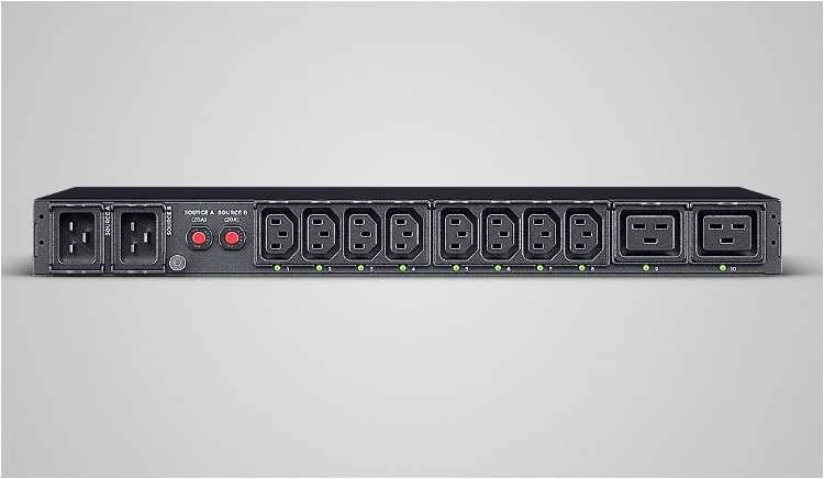 CYBERPOWER PDU44005 ĮJUNGTAS ATS 230V/16A 1U 8xIEC C13 2x IEC C19 lizdai