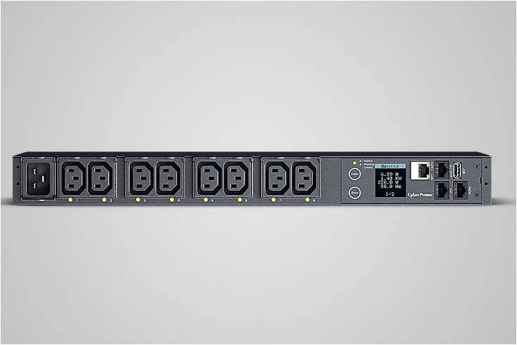 CYBERPOWER komutuojamas PDU41005230V/20A 1U 8x IEC-320 išėjimo tinklo jungtis PowerPanel Center programinė įranga
