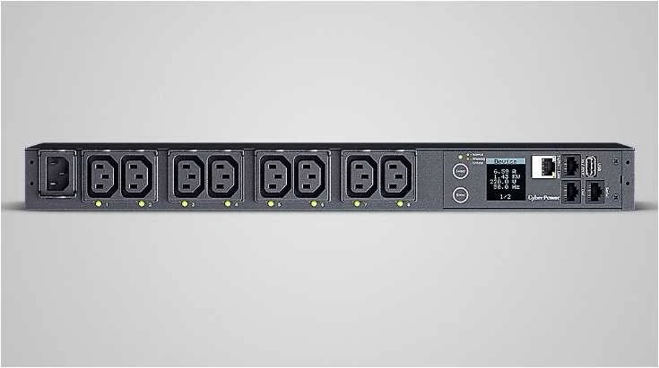 CYBERPOWER perjungiamas PDU41004230V/15A 1U 8x IEC-320 išėjimo tinklo jungtis PowerPanel Center programinė įranga
