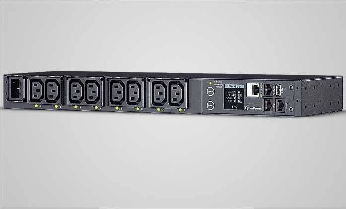 CYBERPOWER perjungiamas PDU41004230V/15A 1U 8x IEC-320 išėjimo tinklo jungtis PowerPanel Center programinė įranga