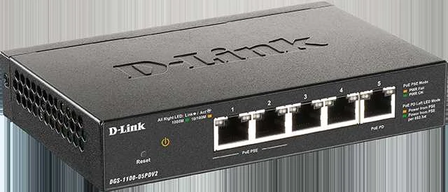 Šakotuvas D-LINK 5 prievadų Gigabit PoE maitinamas PoE išmanusis jungiklis