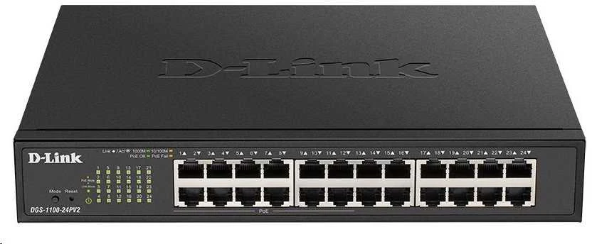 Šakotuvas D-LINK 24 prievadų Layer2 PoE Gigabit Smart Switch 24x 10/100/1000Mbit/s TP RJ-45 prievadas, iš kurio 12 x PoE 802.3af/802.3at802.3x srautas