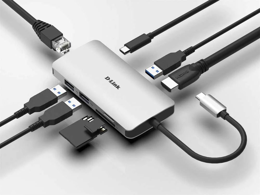 D-Link DUB-M810 knyginių kompiuterių dokas / jungčių replikatorius Vielinis Thunderbolt 3 Sidabras