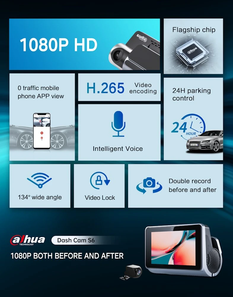 S6 1080p DAHUA automobilio vaizdo registratorius