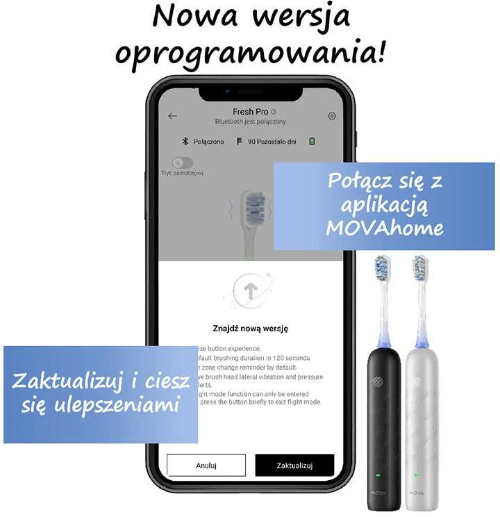 Elektrinis dantų šepetėlis Mova Fresh Pro, juodos spalvos