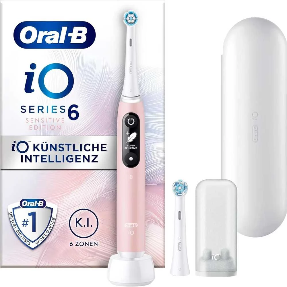 Oral-B Dantų šepetėlis + Travel Case | iO6 | Įkraunamas | Suaugusiems | Šepetėlių skaičius galvutės įeina 1 | Number of teeth brushing modes 5 | Rožinė