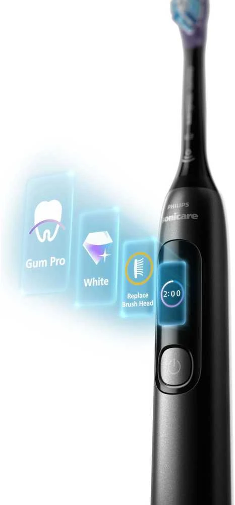 Juodas Philips Sonicare su režimų indikatoriais