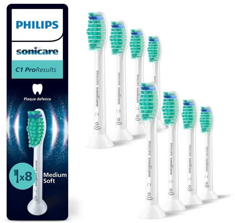 Philips Sonicare ProResults 8 dalių šepetėlių galvučių pakuotė, baltos, HX6018/87