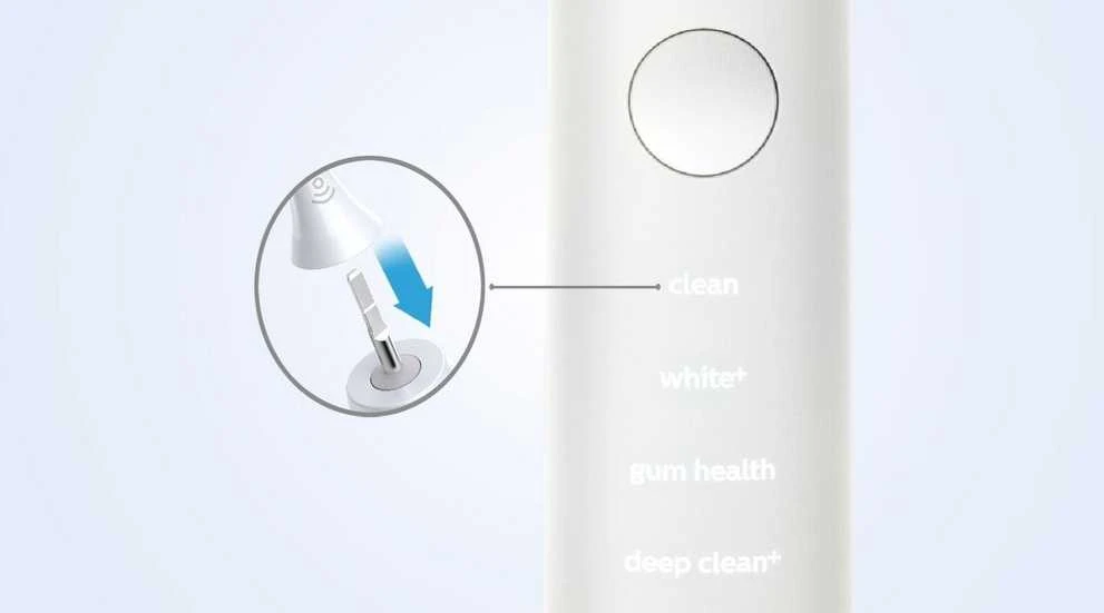 Philips Sonicare antgalio tvirtinimas ir režimų pasirinkimas