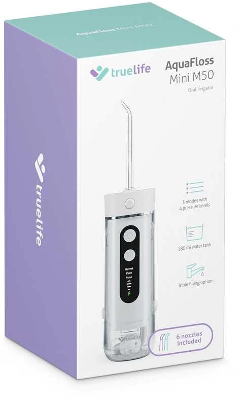 „TrueLife AquaFloss Mini M50“ – burnos irigatorius – baltas