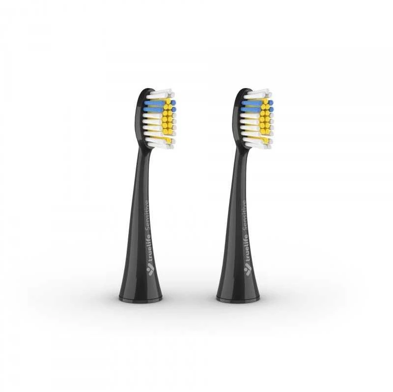 Dvi juodos SonicBrush K150 jautrių dantų galvutės