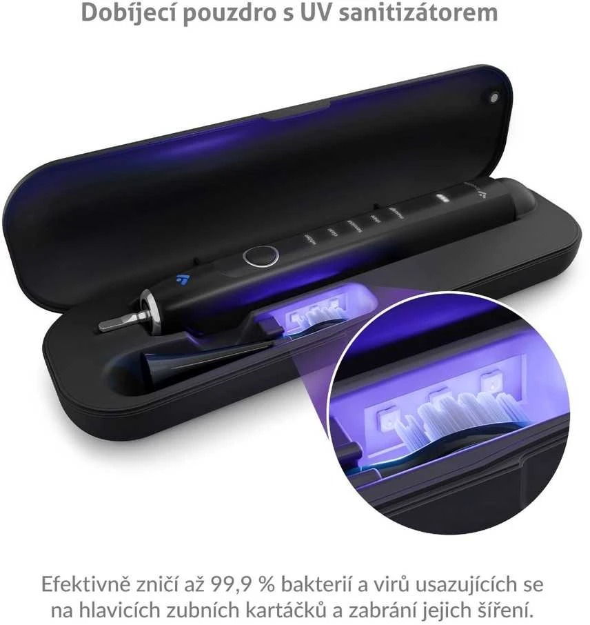 TrueLife SonicBrush Clean70 UV Sonic Dantų šepetėlis, Juodas