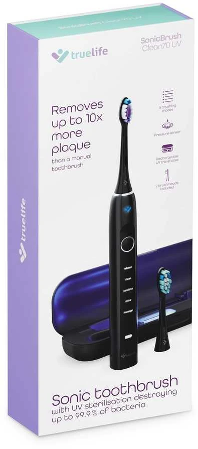 TrueLife SonicBrush Clean70 UV Sonic Dantų šepetėlis, Juodas