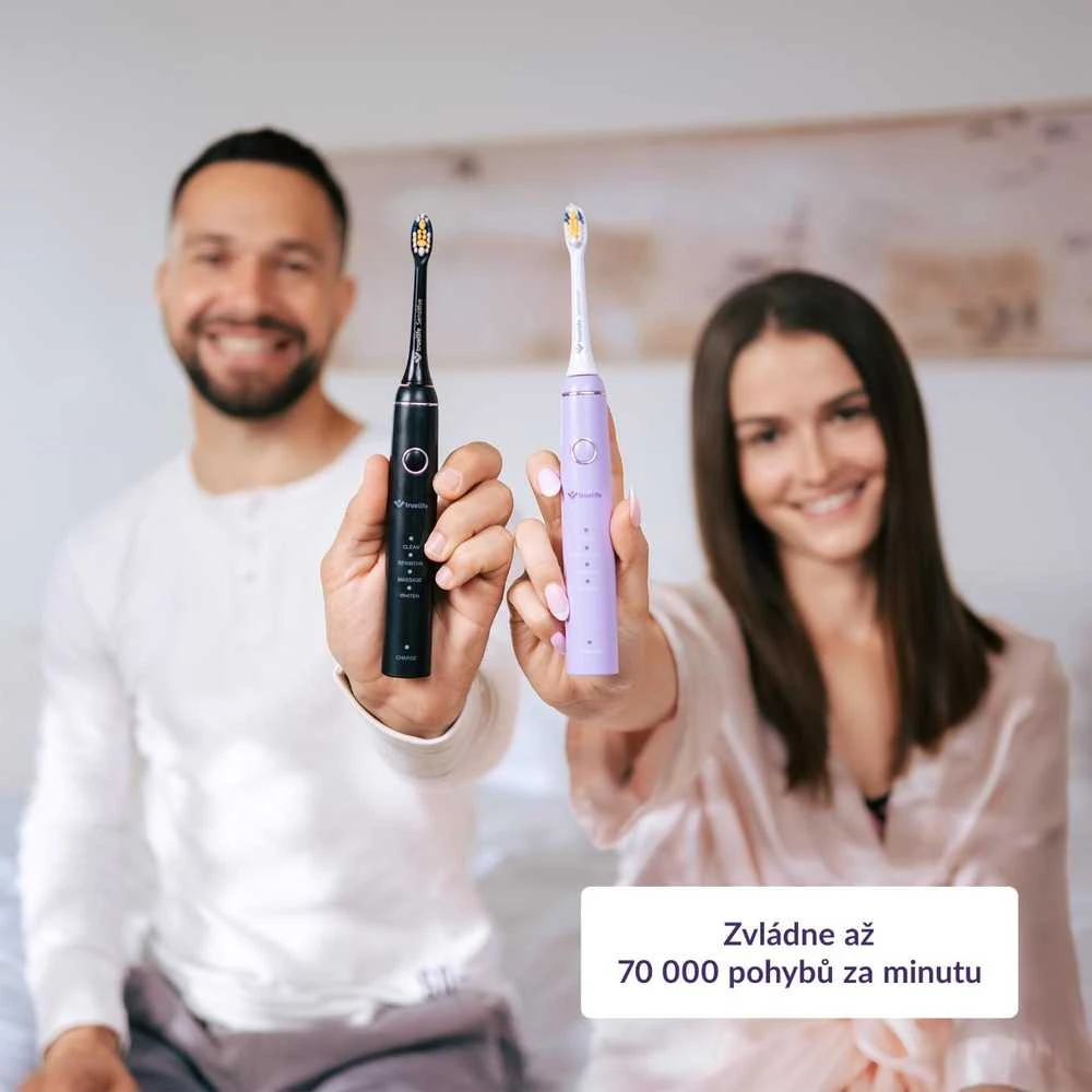 Dantų šepetėlis „TrueLife SonicBrush Compact Duo“ juodas / levandų spalvos