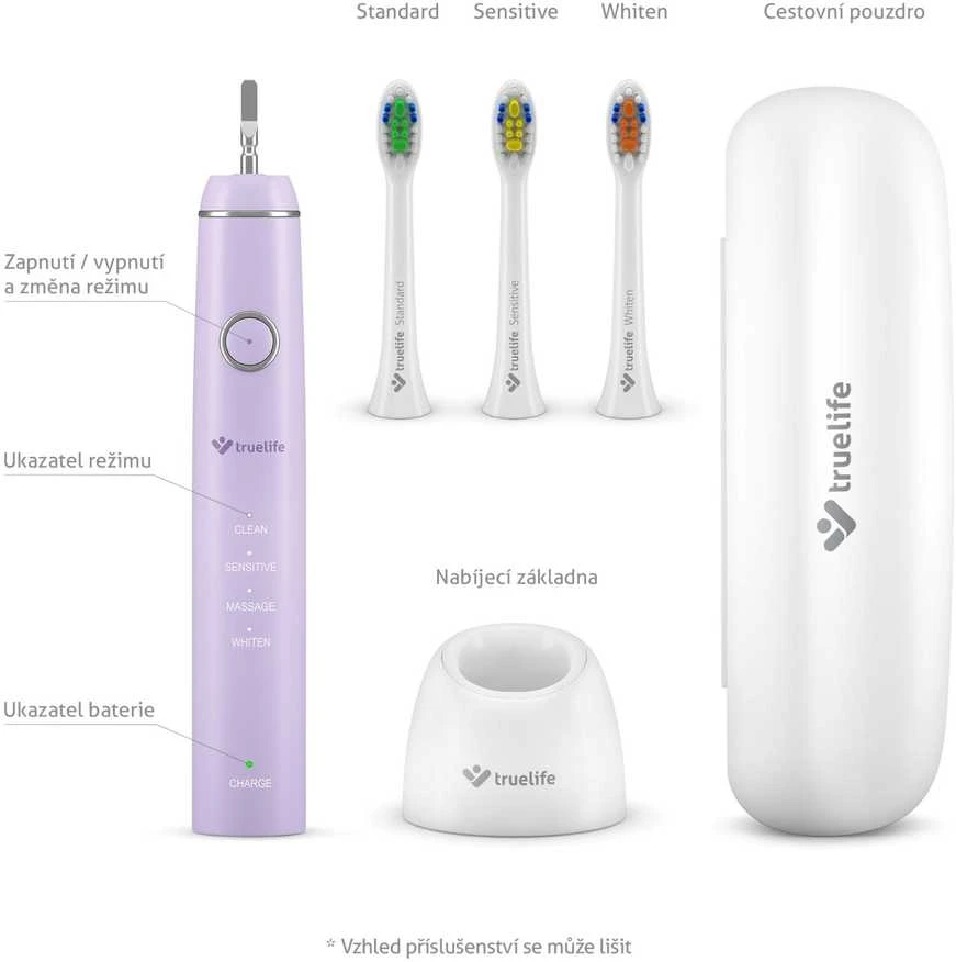 Dantų šepetėlis „TrueLife SonicBrush Compact Duo“ juodas / levandų spalvos