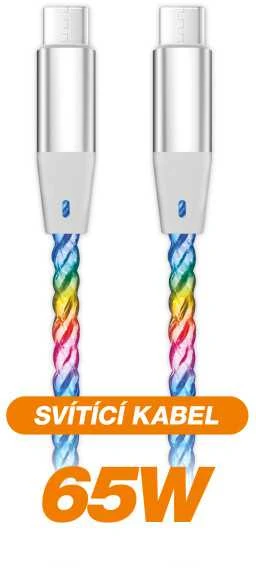 Data cable ALIGATOR POWER 3A 65W, USB-C/USB-C, 1.2m luminous