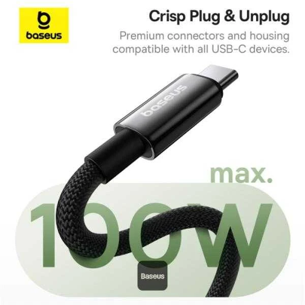 Baseus Tungsten Gold įkrovimo kabelis USB-C į USB-C 100 W 1 m (juodas)