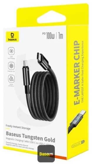 Baseus Tungsten Gold įkrovimo kabelis USB-C į USB-C 100 W 1 m (juodas)