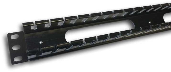 DATACOM 19" 1U single-piece plastikas strip (BK) / through-plate
