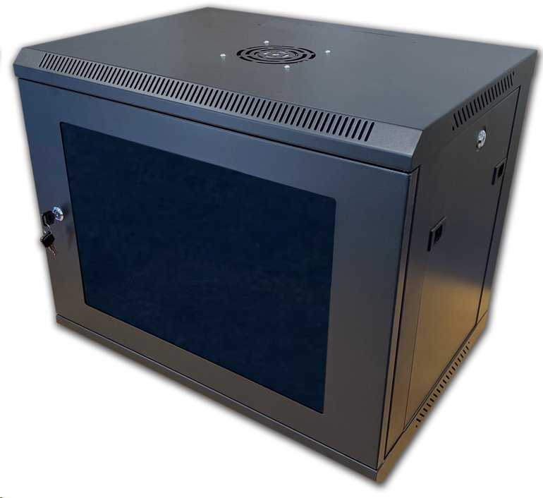 DATACOM 19" rack 9U/450 mm BK (glass) juodas
