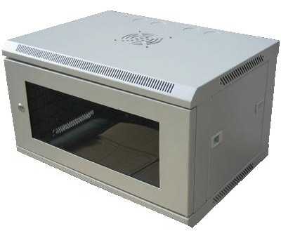 DATACOM 19" sieninė spintelė vientisas 6U/450mm pilkas