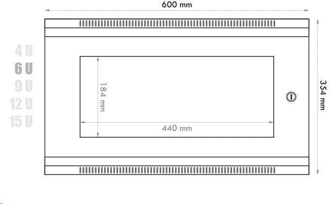 DATACOM 19" sieninė vientisa spintelė 6U/450mm juodas