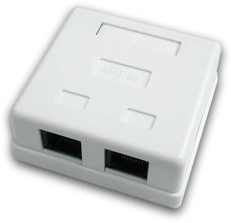 DATACOM Data socket STP CAT5E 2xRJ45 baltas
