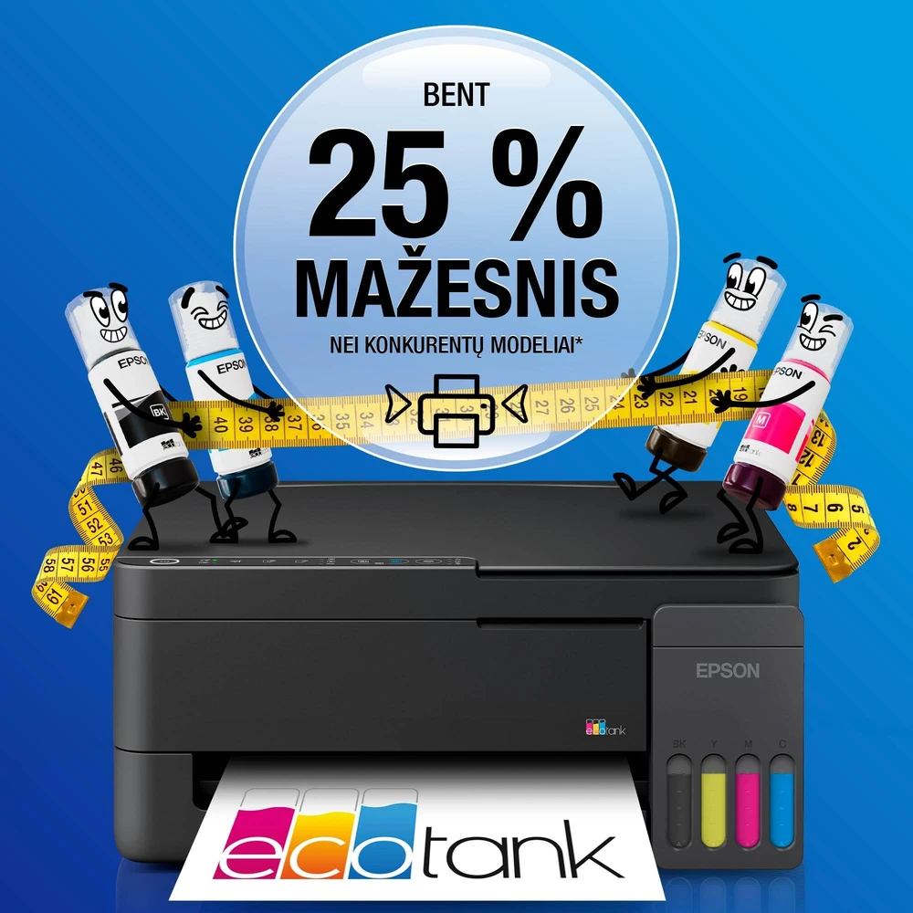 Daugiafunkcis rašalinis spausdintuvas Epson EcoTank L3350, A4, Wi-Fi, AirPrint, spalvotas | C11CL62409