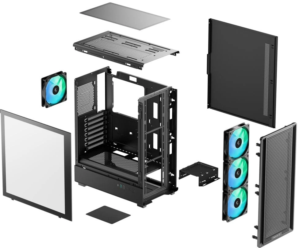 Deepcool Case | CC550 4F | Mid Tower | ATX PS2 (maksimalus ilgis: 180 mm) | Juodas