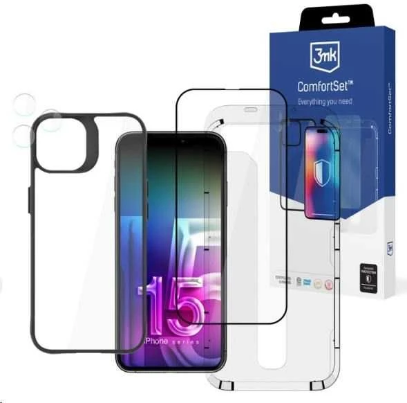 Dėklas Apple iPhone 15 Pro – 3mk komforto rinkinys 4 viename