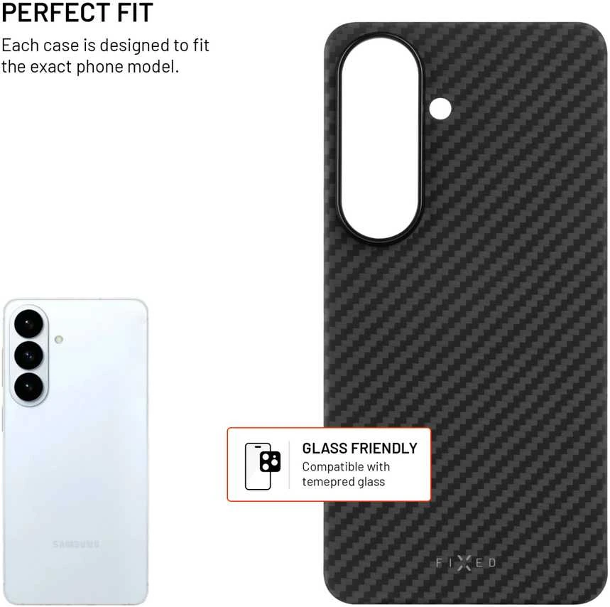 Dėklas Fixed Fiksuotas „MagVelar“ | Galinis dangtelis | „Samsung“ | „Galaxy S26“ | Aramidinis pluoštas | Juodas