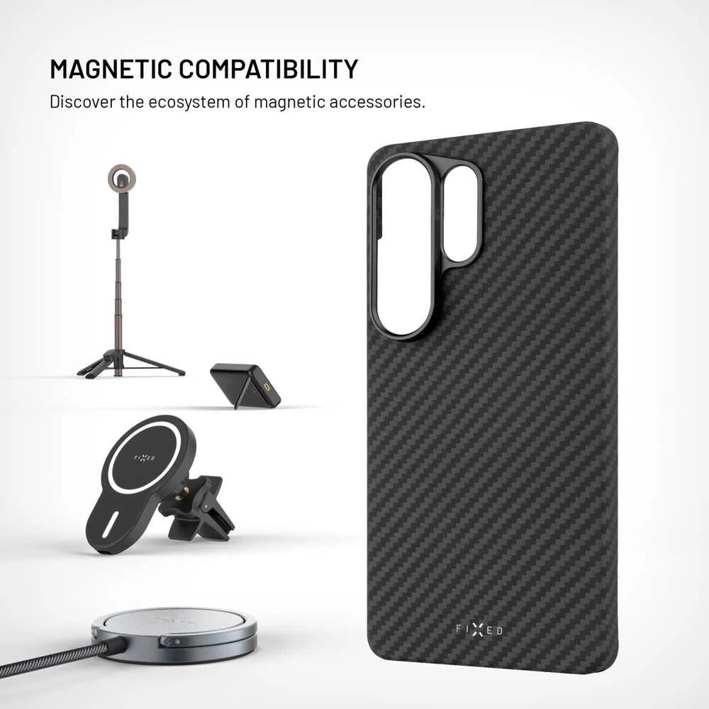 Dėklas Fixed „MagVelar“ | Galinis dangtelis | „Samsung“ | „Galaxy S26 Ultra“ | Aramidinis pluoštas | Juodas