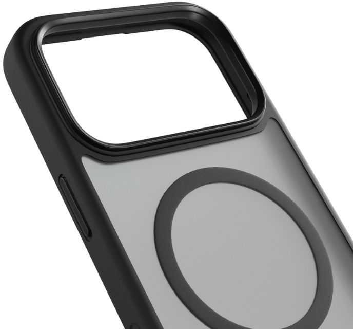 „Epico HeroMatte Pro Mag+Case“ dėklas, skirtas „iPhone 17 Pro Max“, suderinamas su „Qi2“ ir „MagSafe“, juodas