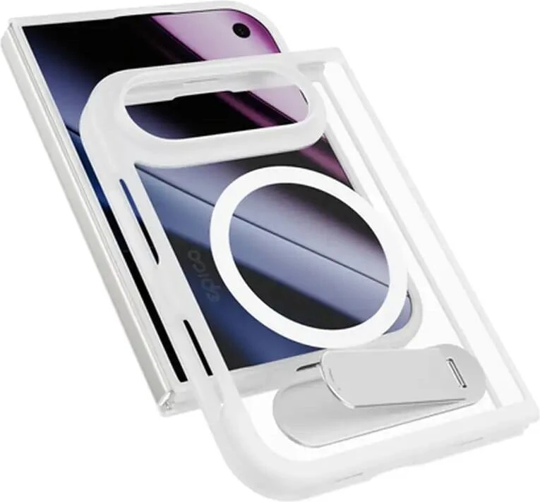 Dėklas Epico HeroStand Pro Mag+ Case for iPhone 18 Ultra, Qi2 & MagSafe Compatible - Matte Transparent